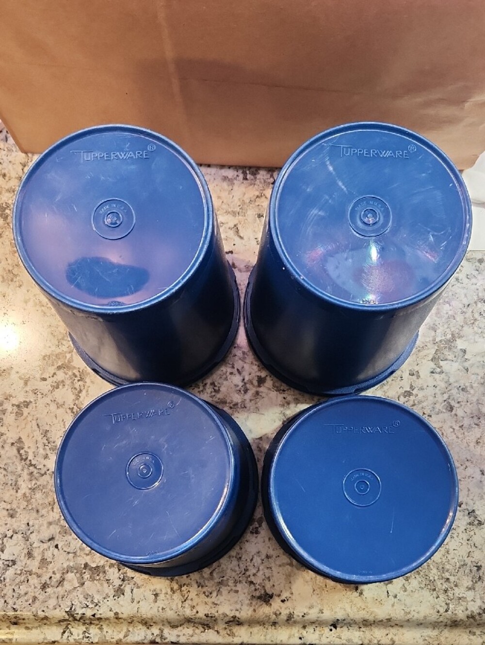 Vintage Tupperware Dark Blue Storage Canisters - Set of 4 - Picture 4 of 8